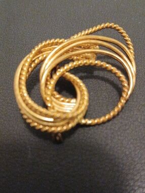 Vtg Gold-Tone Multi-Loop - Elegant Twisted Brooch - Signed MADE IN WEST GERMANY